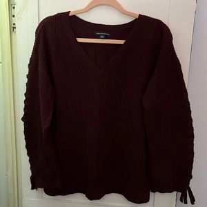 Maroon American Eagle V Neck Sweater